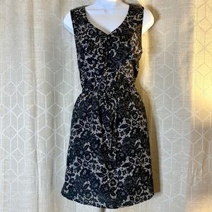 BeBop Sleeveless Tank Dress in Black and Cream Lace Pattern
